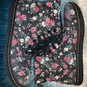 Black Floral Canvas Dr. Martens